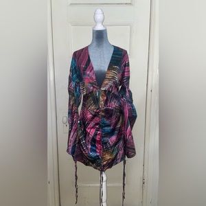 Multi Palm Print Plunge Dress